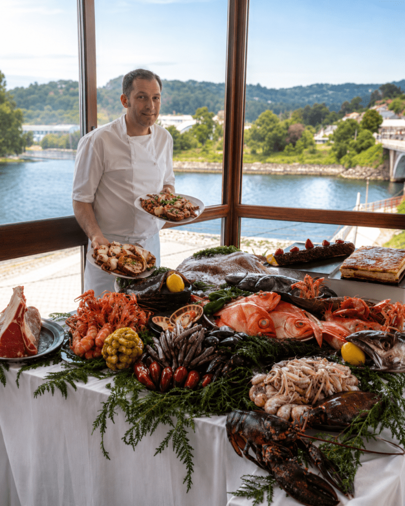 Mariscada de Veiramar en Arcade con vistas al río Verdugo