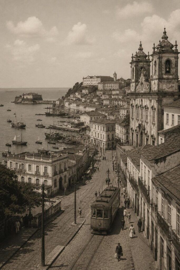 Vista histórica de Salvador de Bahía, Brasil.